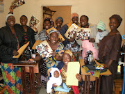 . the sewing and knitting school girls at today's staff prayer meeting. (sewing school joy)