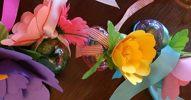 a close up of the Easter Egg & Paper Flower Easter Garland