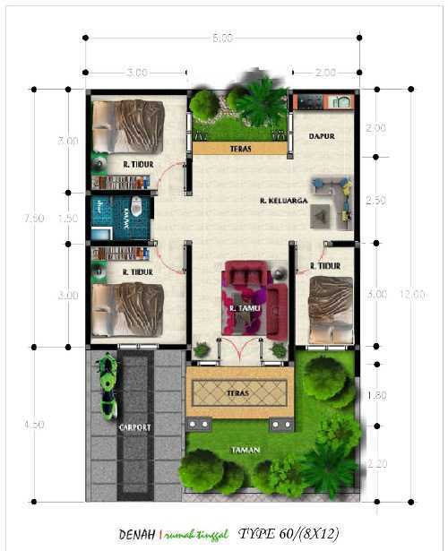 20 Contoh Gambar Denah Rumah Minimalis 3 Kamar Tidur Masa 