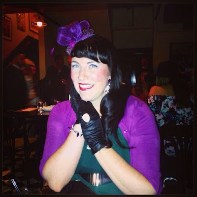 Bridget Eileen in Purple and Green for a Kentucky Derby Party Plus Size Vintage Style Outfit