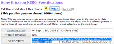 Sony k800i user agent