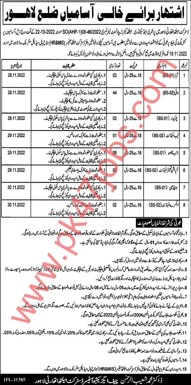 District Health Authority (DHA) Jobs 2022