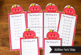 Addition Fact Strips/Worksheets - Apple Theme