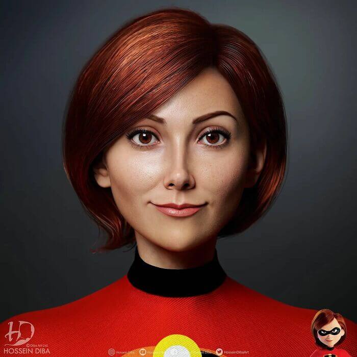 10-Helen-Parr-The-Incredibles-Digital-Art-Hossein-Diba-www-designstack-co