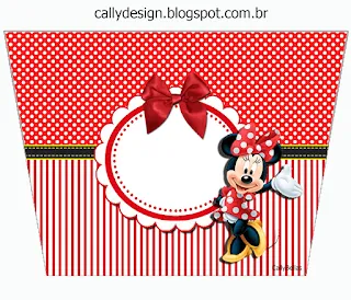 Minnie with Red Stripes Free Printable  Labels.