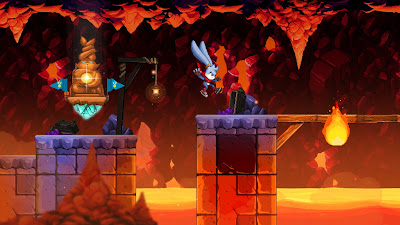 Kaze and the Wild Masks - gorgeous colors in the lava level