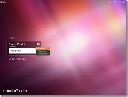 Pantalla de login de Ubuntu 11.10