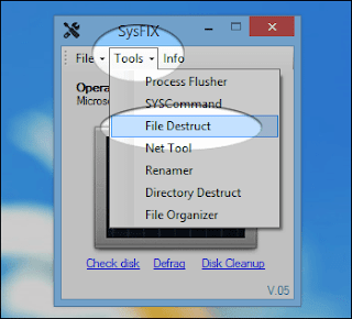 خيار File destruct في SysFix