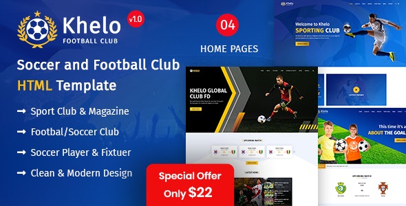 Khelo - Soccer & Football Club Responsive Template 