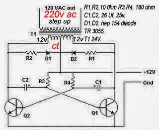 Tengkulak : Skema Inverter Sederhana DC 12v ke AC 220v 500watt