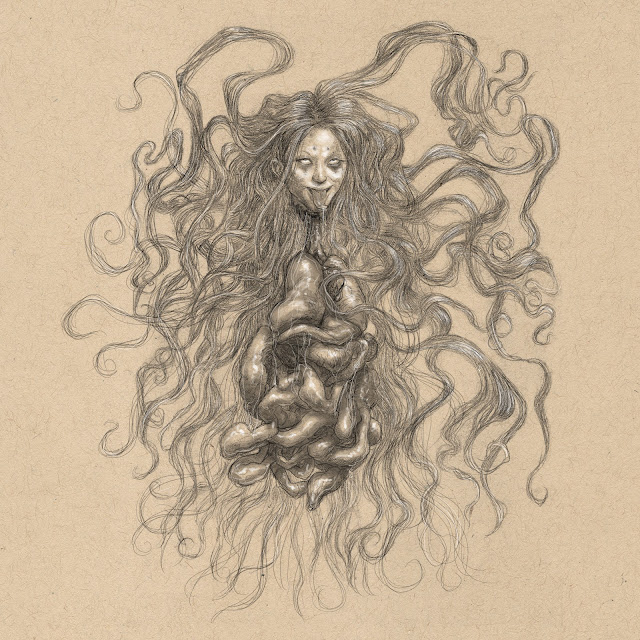 Penanggalan with flowing hair, by Kurt Komoda
