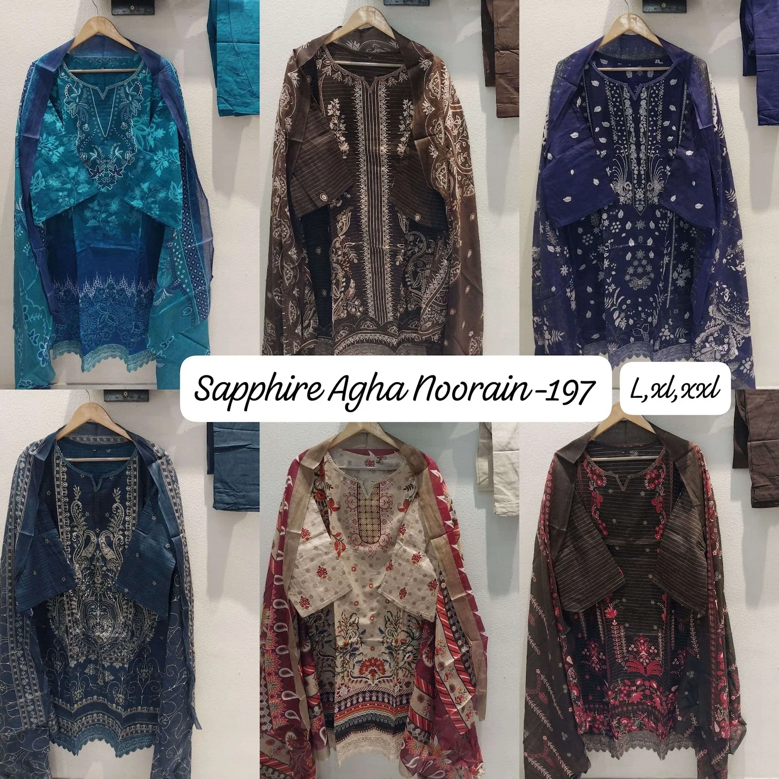 Agha Noorain N 197 Sapphire Lawn Karachi Readymade Suits