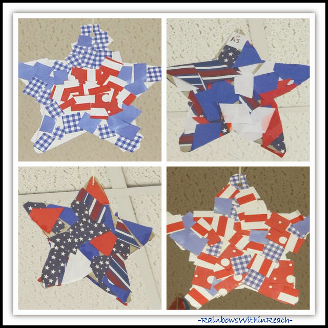 Patriotic Stars using Scrapbook Paper Collage via RainbowsWithinReach