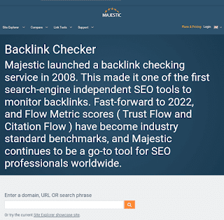 Majestic backlink checker page