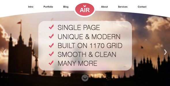 AIR - Single Page Creative PSD Theme - Creative PSD Templates