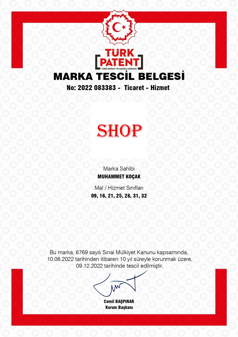 SHOP MARKA TESCİL BELGEM