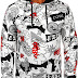 White and Red Printed Men's Hoodie Bolf