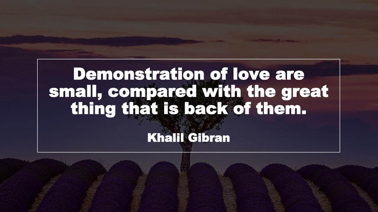 Demonstration of love are small, compared with the great thing that is back of them. (Khalil Gibran)