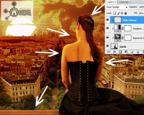 setalah efek cahaya dibuat - trik cara membuat efek sunset di photoshop