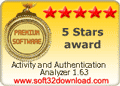 Activity and Authentication Analyzer: 5 Stars Award on soft32download.com!