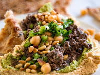 HUMMUS WITH LAMB AND LEMON HERB SAUCE