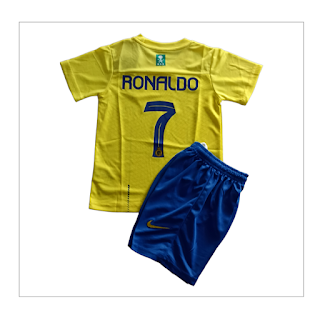Jual Setelan Jersey Anak Ronaldo Al Nassr Home 2023/2024 di toko jersey jogja sumacomp, harga murah barang berkualitas