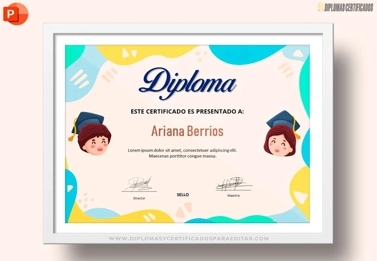 Plantilla de diploma para primaria con diseño colorido y creativo