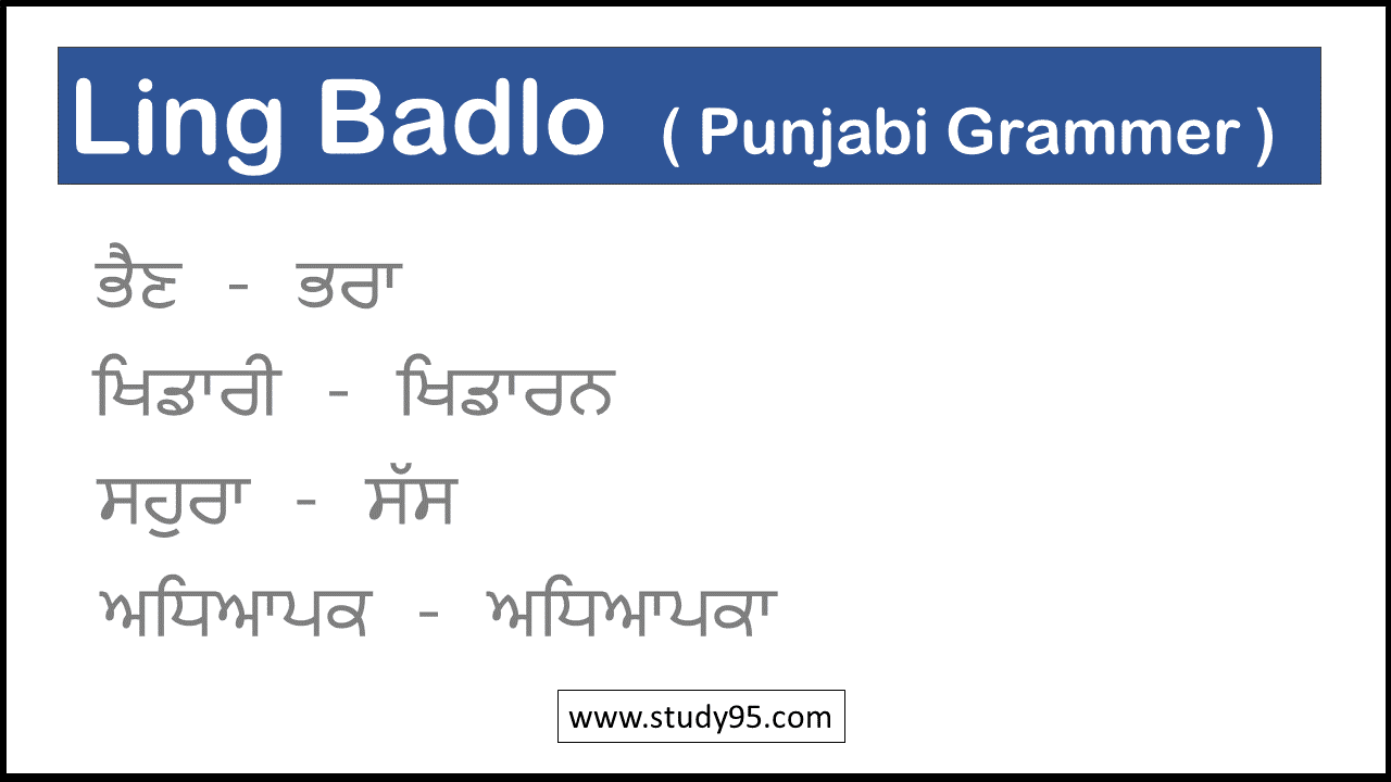 Ling Badlo in Punjabi for class 2