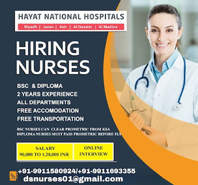 Urgently Required Nurses for Hayat National Hospitals, Saudi Arabia