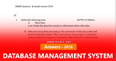 Answers | 2018 - Past Paper | DBMS