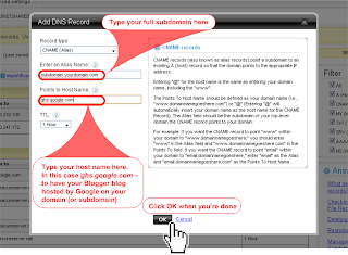 Create CNAME Record - Host and Subdomain