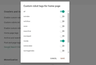 Tags setting for homepage