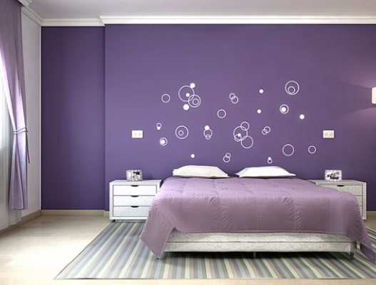 Contoh desain kamar  tidur minimalis warna ungu  Dekorumahq