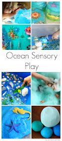 15 of the best ideas for Ocean-themed Sensory Play.  Includes ideas for babies, toddlers, preschoolers, and older children.  From Fun at Home with Kids