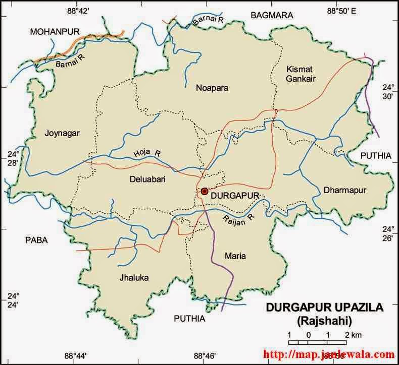 durgapur (rajshahi) upazila map of bangladesh