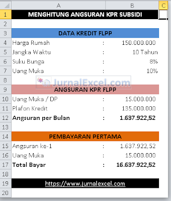 Cara Menghitung Cicilan Perumahan Subsidi di Excel - JurnalExcel.com