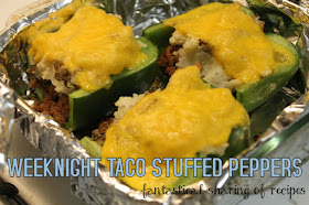 Weeknight Taco Stuffed Peppers - with beer and potatoes included! #recipe #dinner