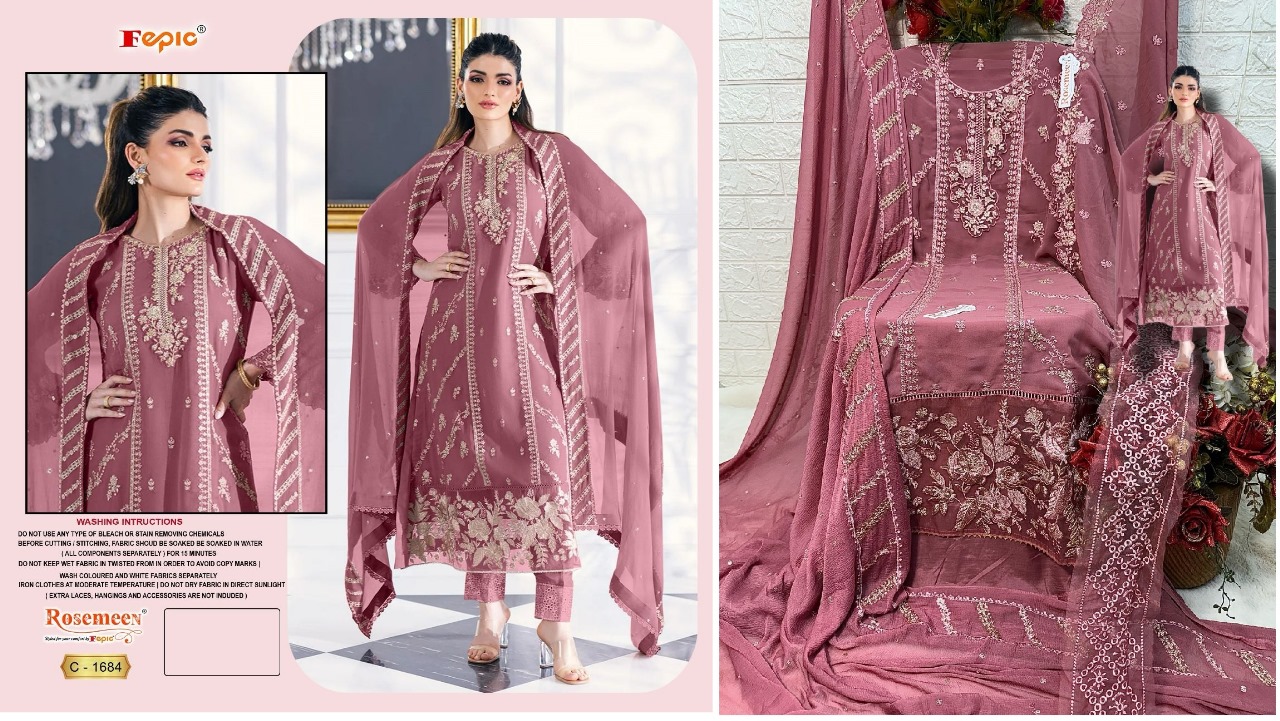 1684 Fepic Georgette Embroidery Work Pakistani Salwar Suits