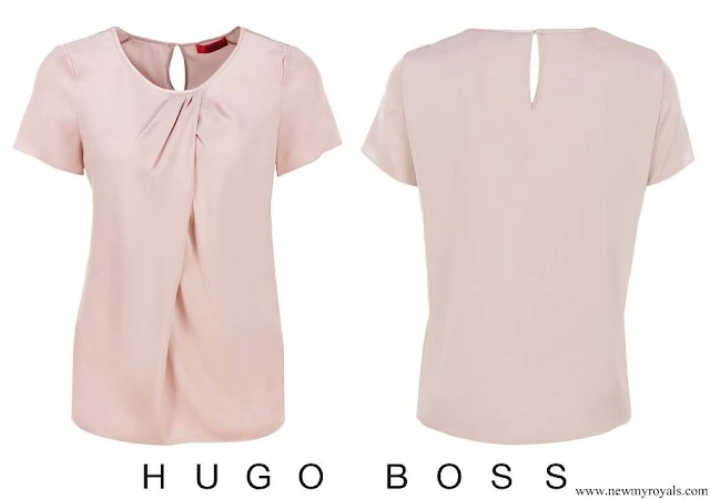 Queen Letizia wore Hugo Boss Cylani Silk Shirt