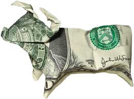 Beautiful money sculptures of Bull
