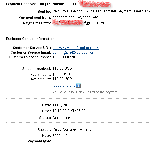 Proof 10$ paid from Pai2Youtube