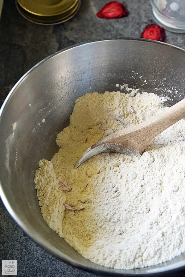 Dry mix ingredients for Strawberry Pancake Recipe