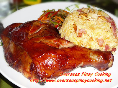 Chicken Barbecue with Yellow Fried Rice and Atchara