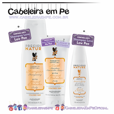 Linha Precious Nature Oil Amêndoa e Pistache - Alfaparf (Shampoo e Leave in liberados para Low Poo - Condicionador liberado para No Poo e cowash)