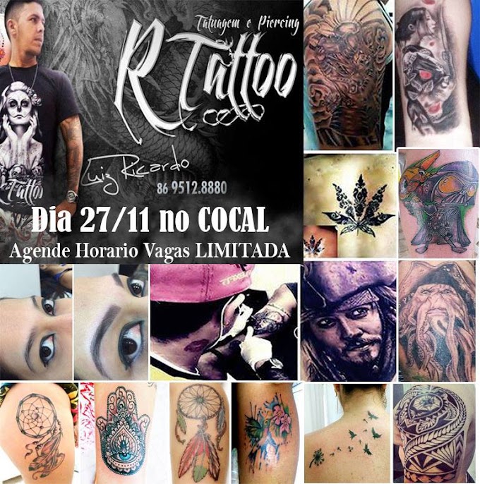 Tatuador Luiz Ricardo da R TATOO estará em Cocal nessa sexta-feira (27)