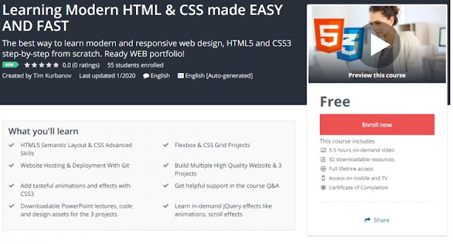 [100% Free] Learning Modern HTML & CSS made EASY AND FAST