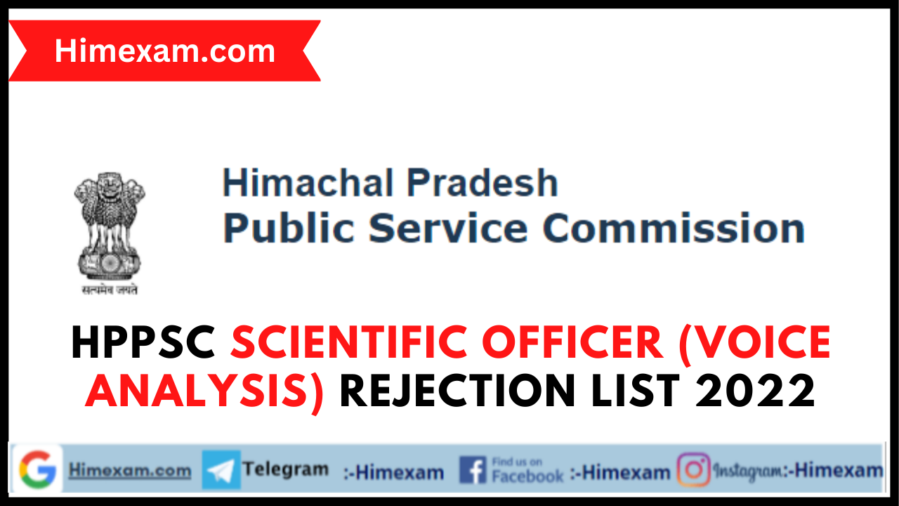 HPPSC Scientific Officer (Voice Analysis) Rejection List 2022
