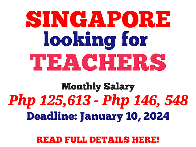 Singapore is currently in the process of recruiting teachers for Early Childhood Education (ECE) | Salary per month of up to Php 146,548 | Apply Now!