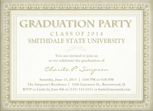 Gold Formal Diploma Graduation Invitation - 2014