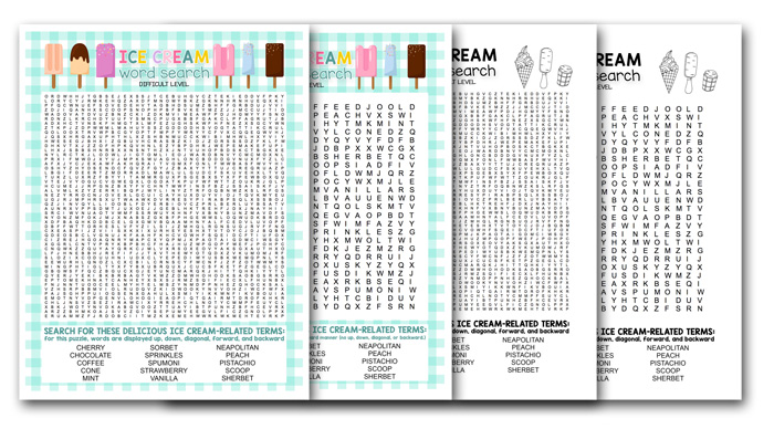 free ice cream word search printable puzzles i should be mopping the floor